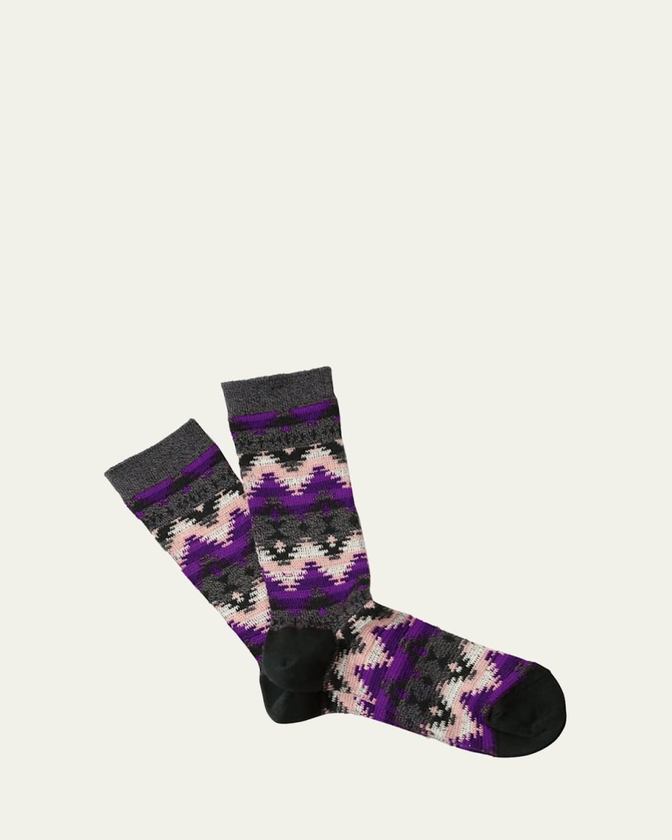 Alex Diamond Intarsia Wool-Blend Socks